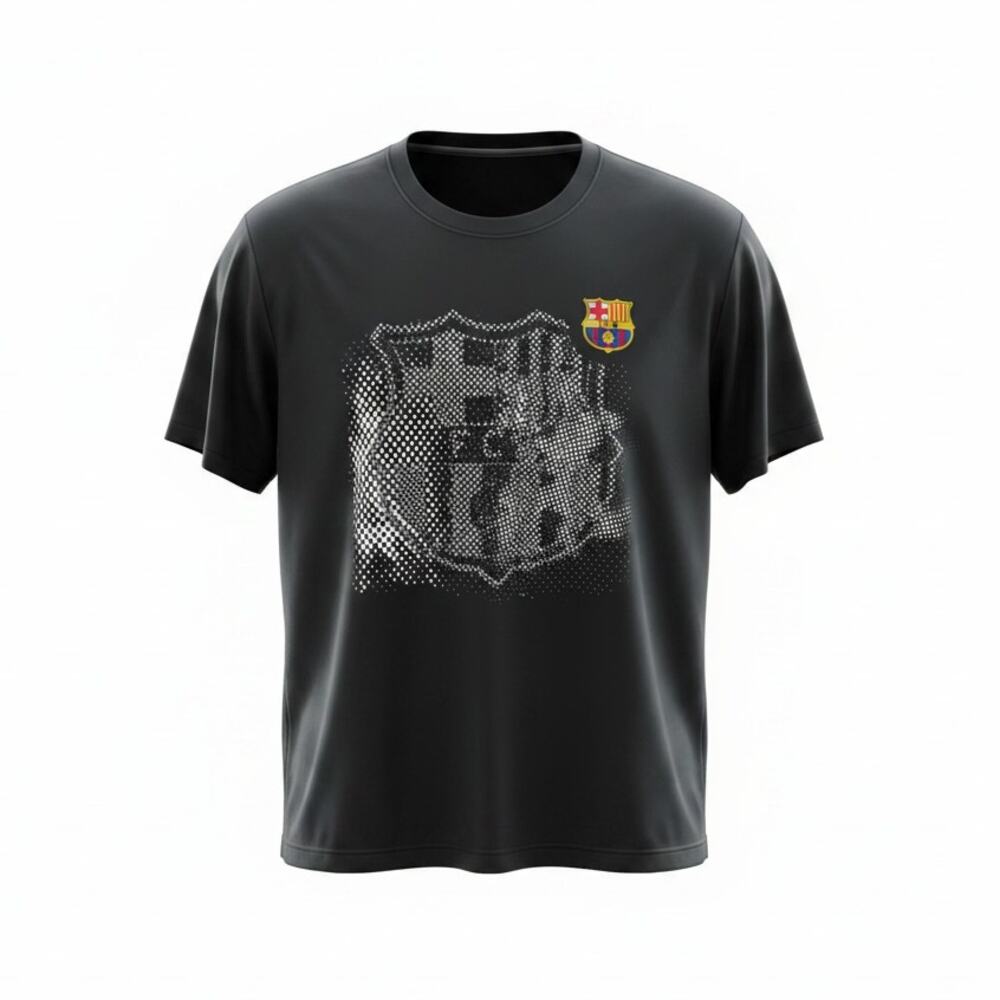 FC Barcelona Club Half-Tone Crest Soccer Football Men's XL Black Training Shirt